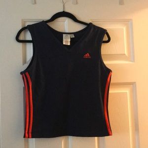 adidas: work out tank top - navy / orange